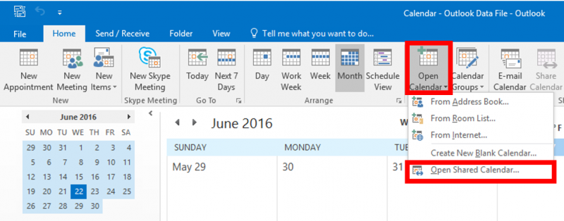 Opening a Shared Calendar in Outlook Technology Support Services