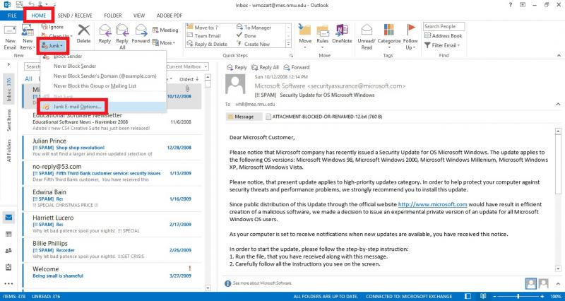 microsoft spam filter service