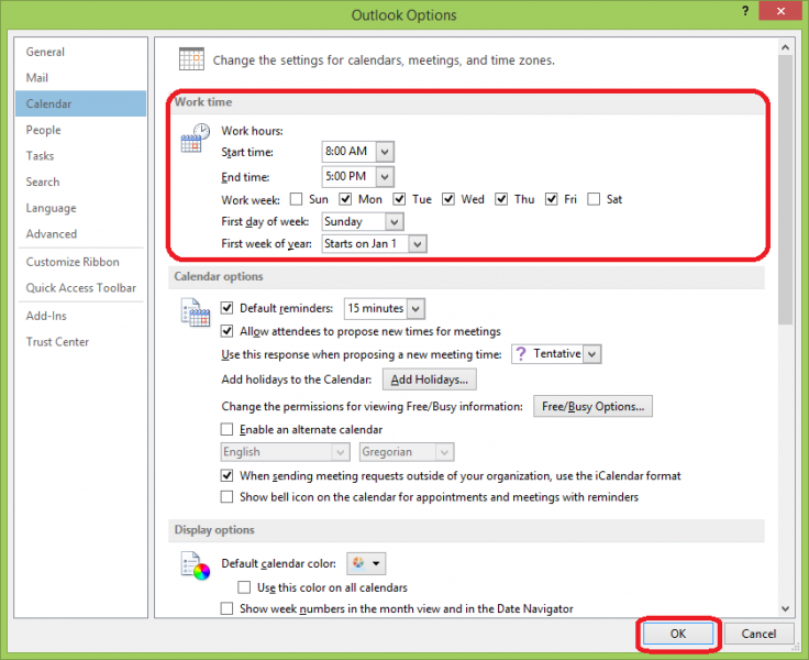 Set Work Time in Outlook Calendar Technology Support Services