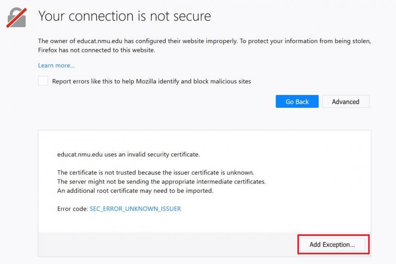 how to add security exception in internet explorer