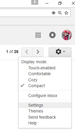 Gmail Settings Gear