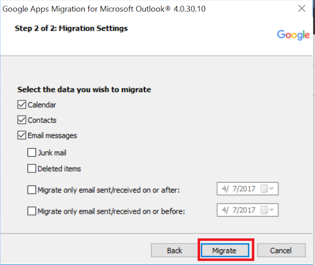 g suite migration for outlook for free