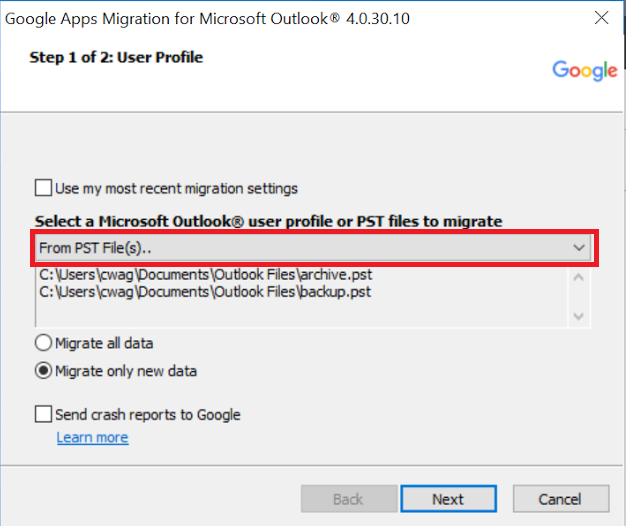 g suite migration for outlook for free