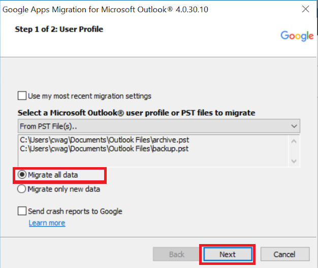 g suite migration for outlook for free