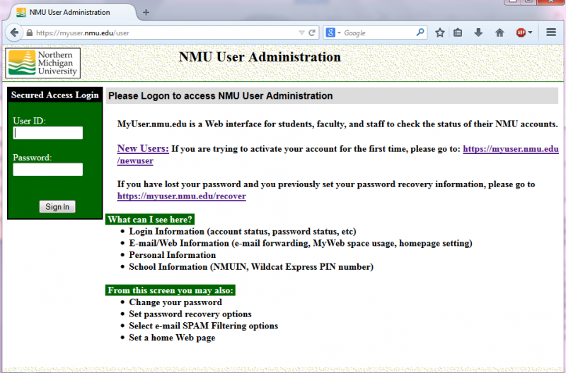 Changing your NMU password IT Services