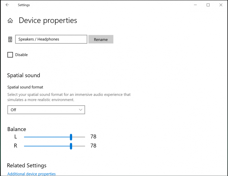 Device properties