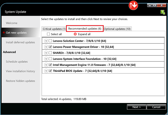 system update for lenovo