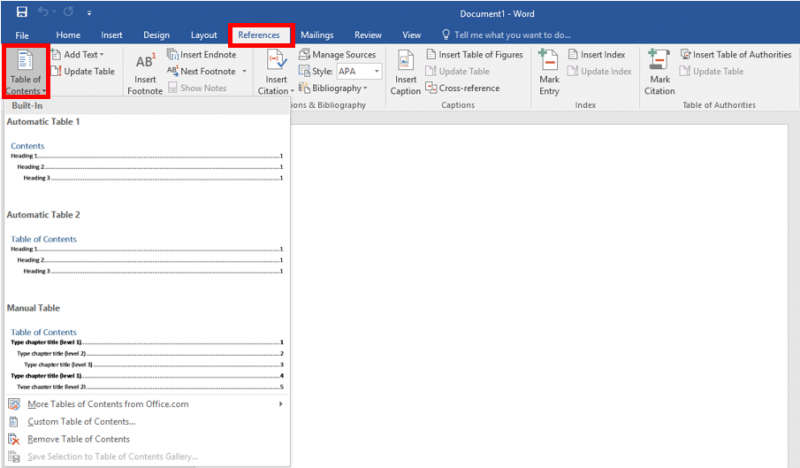 Create A Table Of Contents In Word It Services