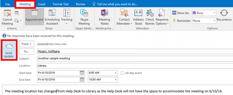modificare l'orario di una riunione in Outlook