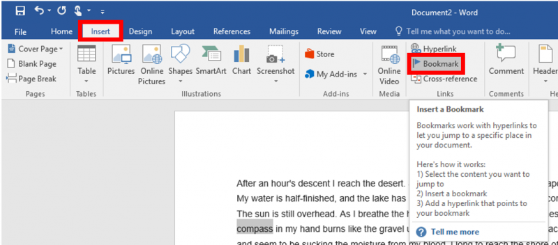 Bookmark Feature In Microsoft Word It Services